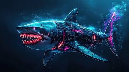 A Cybernetic Shark Swims Through Deep Ocean Waters