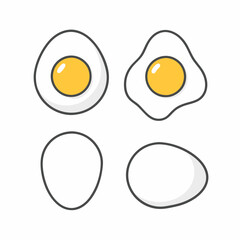 Minimalist Boiled and Fried Egg Vector Bundle.