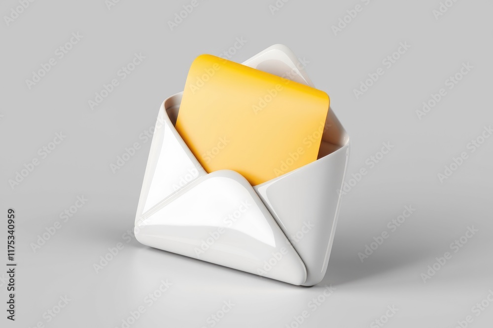 Poster A 3D rendering of a white envelope with a yellow note inside, symbolizing new message or email.