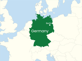 High detailed map of Germany. Outline map of Germany. Europe