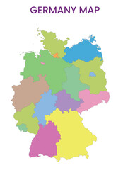 High detailed map of Germany. Outline map of Germany. Europe