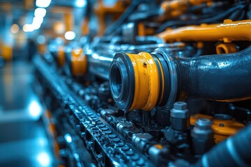 closeup of skilled mechanics hands expertly manipulating intricate car engine components in a bustling auto repair shop emphasizing precision expertise and the art of engineering