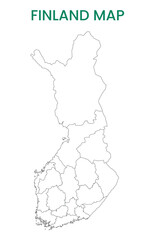 High detailed map of Finland. Outline map of Finland. Europe