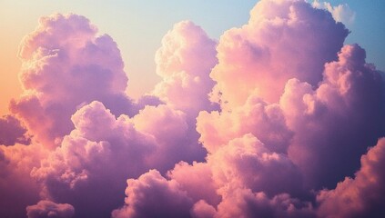 Sunset Cloudscape:  Pink and Purple Hues Fill the Evening Sky with Dramatic Beauty