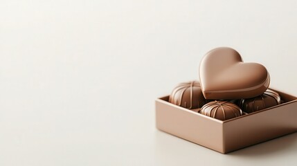 Minimalist heartshaped chocolate box icon on a bright white background, representing sweet gifts