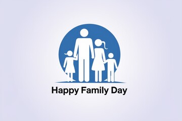 A happy family of four, parents and two children, celebrating family day.