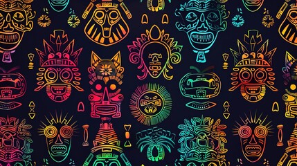 aztec symbol seamless pattern wallpaper
