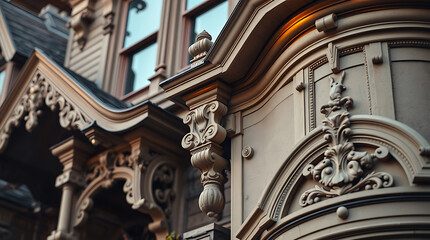 Architectural Detail of Ornate Building Facade