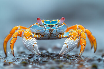 Vibrant Sally Lightfoot Crab on Rocky Shoreline