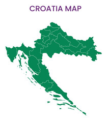 High detailed map of Croatia. Outline map of Croatia. Europe