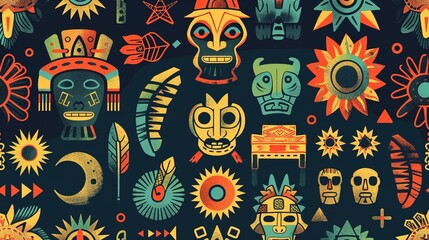 aztec symbol seamless pattern wallpaper
