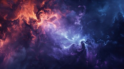 Fototapeta premium Mesmerizing Cosmic Nebula: A Breathtaking Display of Colorful Gas Clouds and Stellar Formation Captured in the Depths of Outer Space