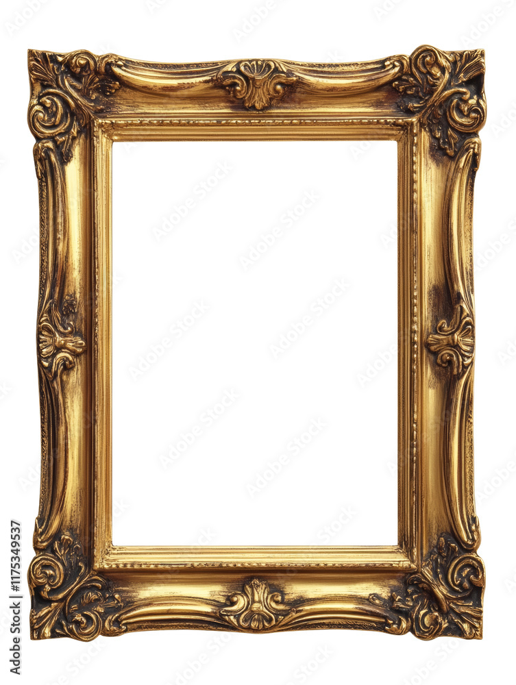 Aufkleber elegant rectangular frame with ornate gold corners. isolated transparent background