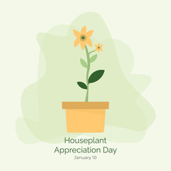 Houseplant Appreciation Day celebrated is on January 10. Flower plant and pot design concept.