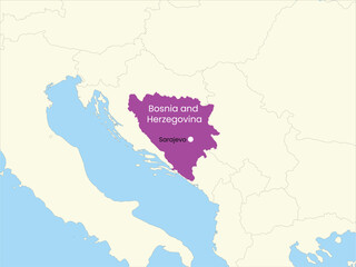 Obraz premium High detailed map of Bosnia and Herzegovina. Outline map of Bosnia and Herzegovina. Europe