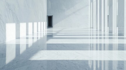 Obraz premium Sunlit Marble Hallway Interior Design.