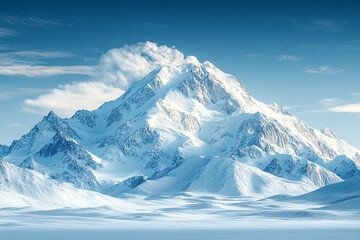 Fototapeta premium Majestic snow capped mountains under a vibrant blue sky