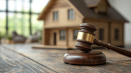 Obraz premium Judge Gavel Symbolizing Real Estate Legal Proceedings