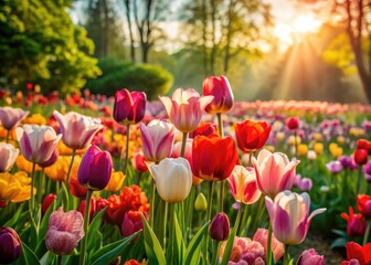 Vibrant tulips and roses burst forth in a springtime documentary, capturing nature's awakening.