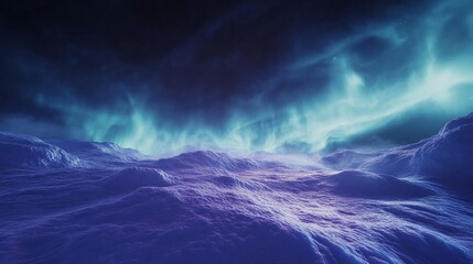 Naklejka premium Arctic Aurora Borealis Nightscape: A Celestial Dance Over Frozen Tundra