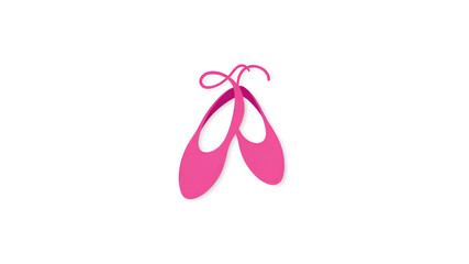 Fototapeta premium Pink ballerina shoes logo icon on white background. Generative AI