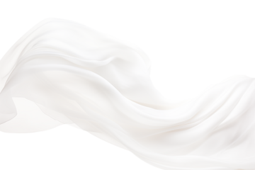 Levitation of white silk isolated on a transparent background.