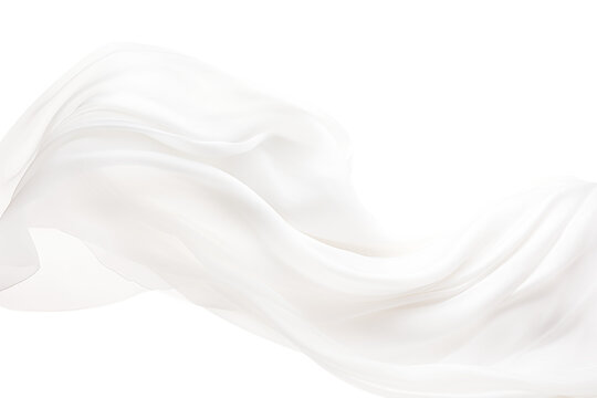 Levitation of white silk isolated on a transparent background.