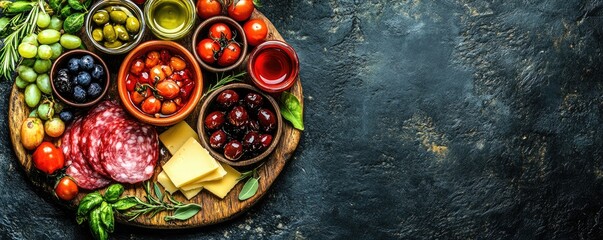 Colorful charcuterie board with assorted cheeses and fruits