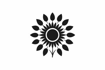 Radiant Blooming Sunflower Symbolism Vibrant Sunburst Sunflower Logo Design. Sunflower vector silhouette black and white
