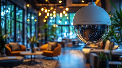 Obraz premium Security camera in modern lobby.