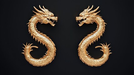 Fototapeta premium Ornate dragon and phoenix motifs, traditional symbols of harmony, 3D illustration
