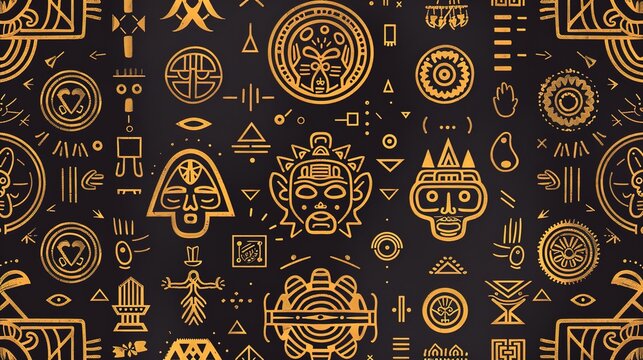 aztec symbol seamless pattern wallpaper