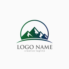 Fototapeta premium Mountain logo, hill, travel, peak, landscape fully editable vector logo template