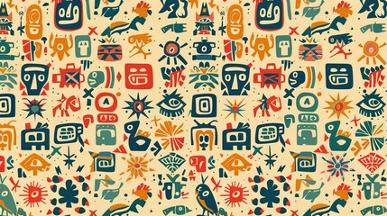 aztec symbol seamless pattern wallpaper