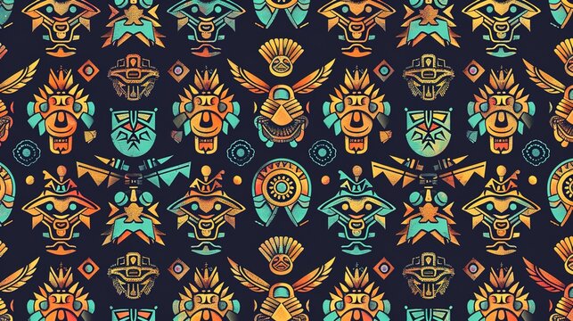 aztec symbol seamless pattern wallpaper