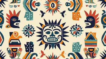 aztec symbol seamless pattern wallpaper