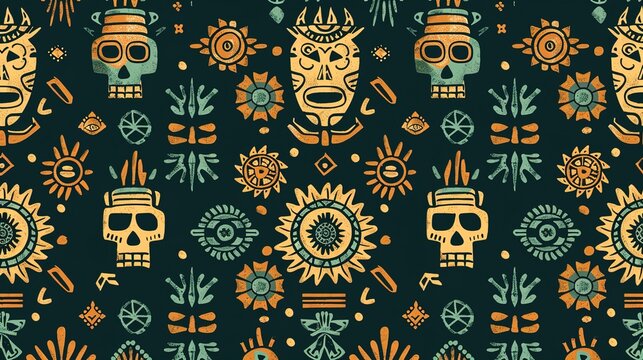aztec symbol seamless pattern wallpaper