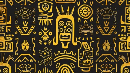 aztec symbol seamless pattern wallpaper
