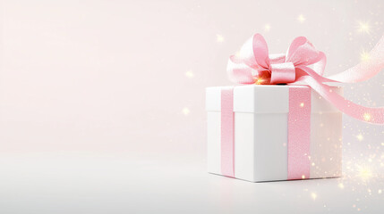 Obraz premium surprise box gift with pink bow for valentine's day