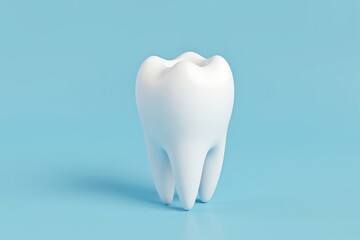 Promote Dental Health Awareness with This 3D Rendered White Tooth on a Light Blue Background - Perfect for Dental Marketing and Education Materials