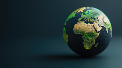 Fototapeta premium A detailed globe showcasing continents and oceans against a dark background.