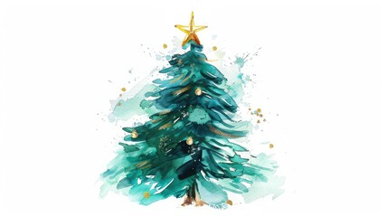 Obraz premium watercolor Christmas tree 