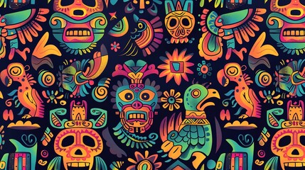 aztec symbol seamless pattern wallpaper
