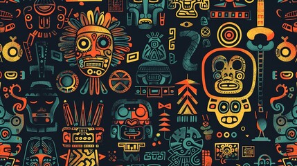 aztec symbol seamless pattern wallpaper
