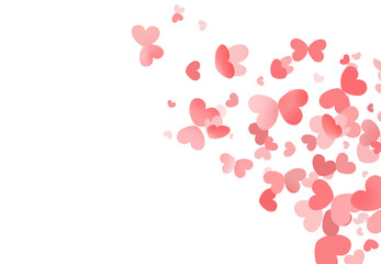 Flying love hearts connect and fly like butterflies isolated  romantic valentines and wedding cards.