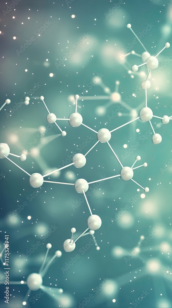 Poster elegant molecular structure on a soft blue gradient enhances modern science aesthetics