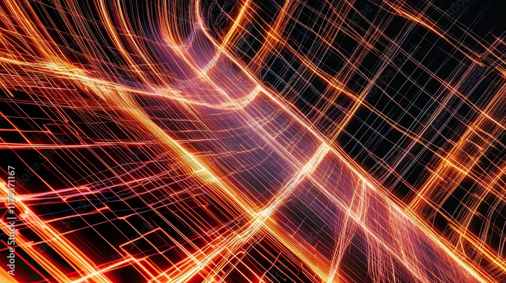 Aufkleber glowing lines create a mesmerizing grid, leading into the depths of a digital landscape
