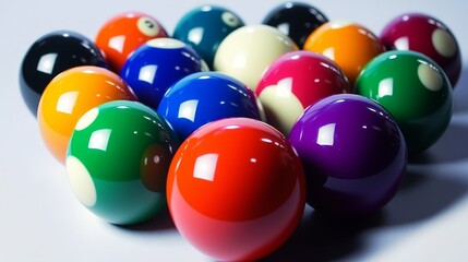 Precisely Lined Up - Vibrant Snooker Cue and Ball Set in Clean Arrangement
