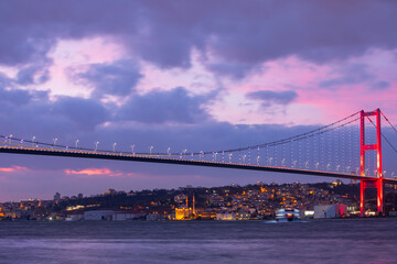 July 15 Martyrs Bridge (15 Temmuz Sehitler Koprusu) and Drone Photo, Üsküdar, Istanbul Türkiye (Turkey)