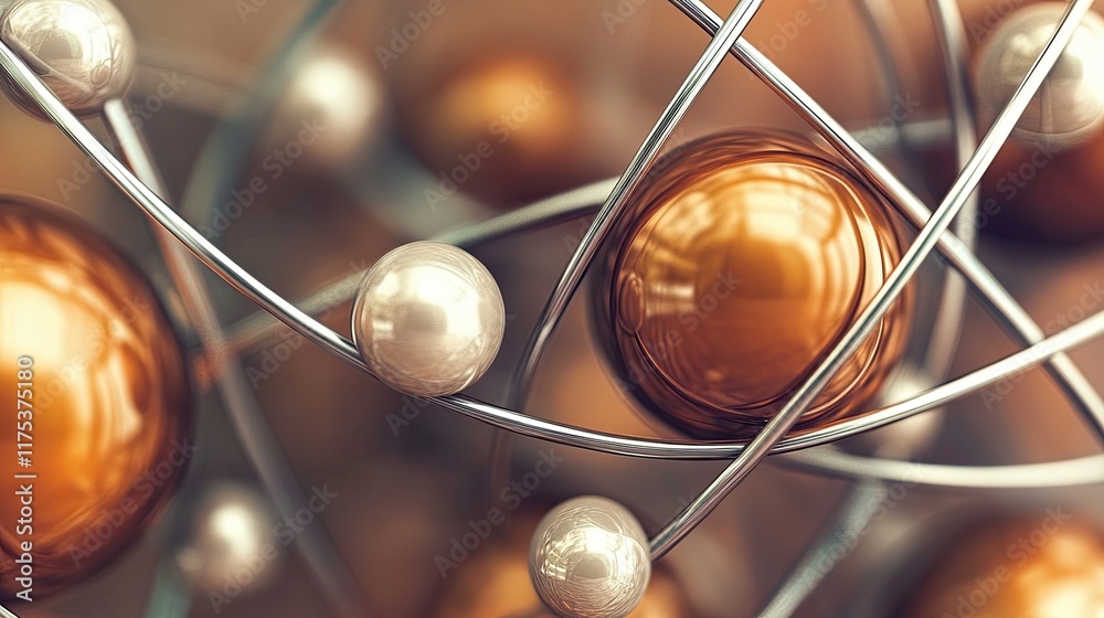 Poster Exploring the Intricate Dance of Particles in an Abstract Atom Model Representation